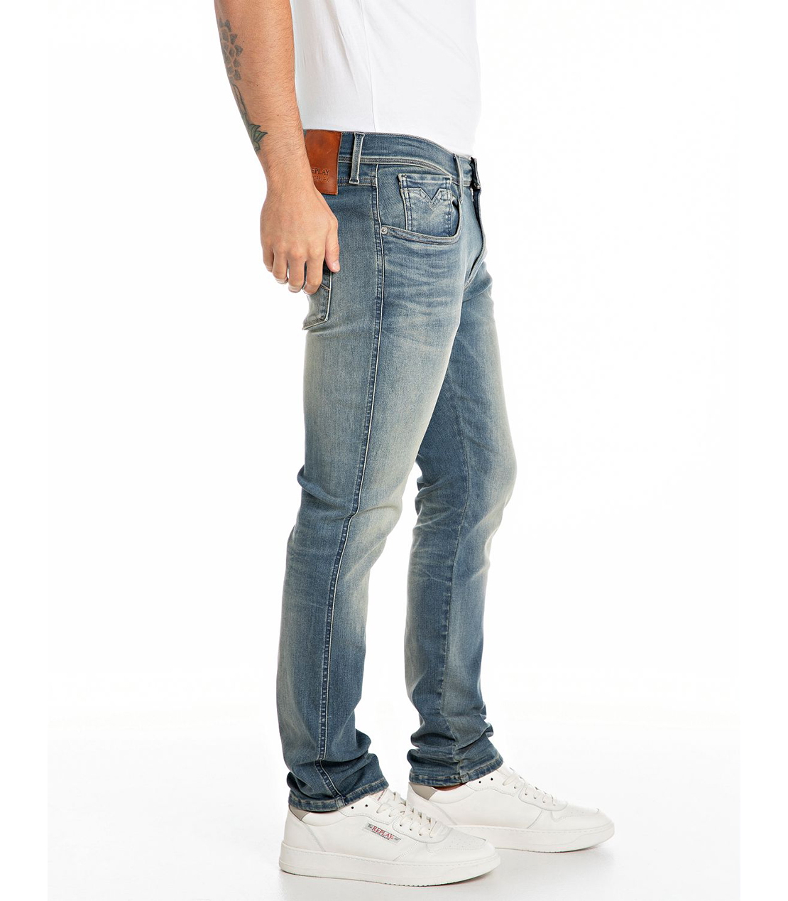 スリム ANBASS Hyperflex Dust スーパーストレッチデニム 詳細画像 ミディアムブルー 4